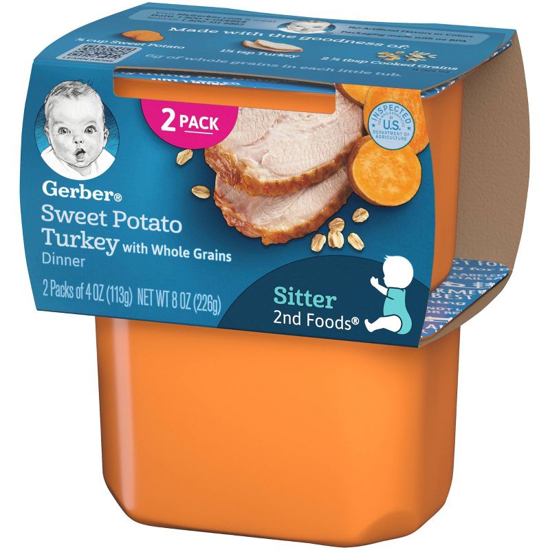 Gerber Sitter 2nd Foods Sweet Potato & Turkey with Whole Grains Baby Meals - 2ct/4oz Each