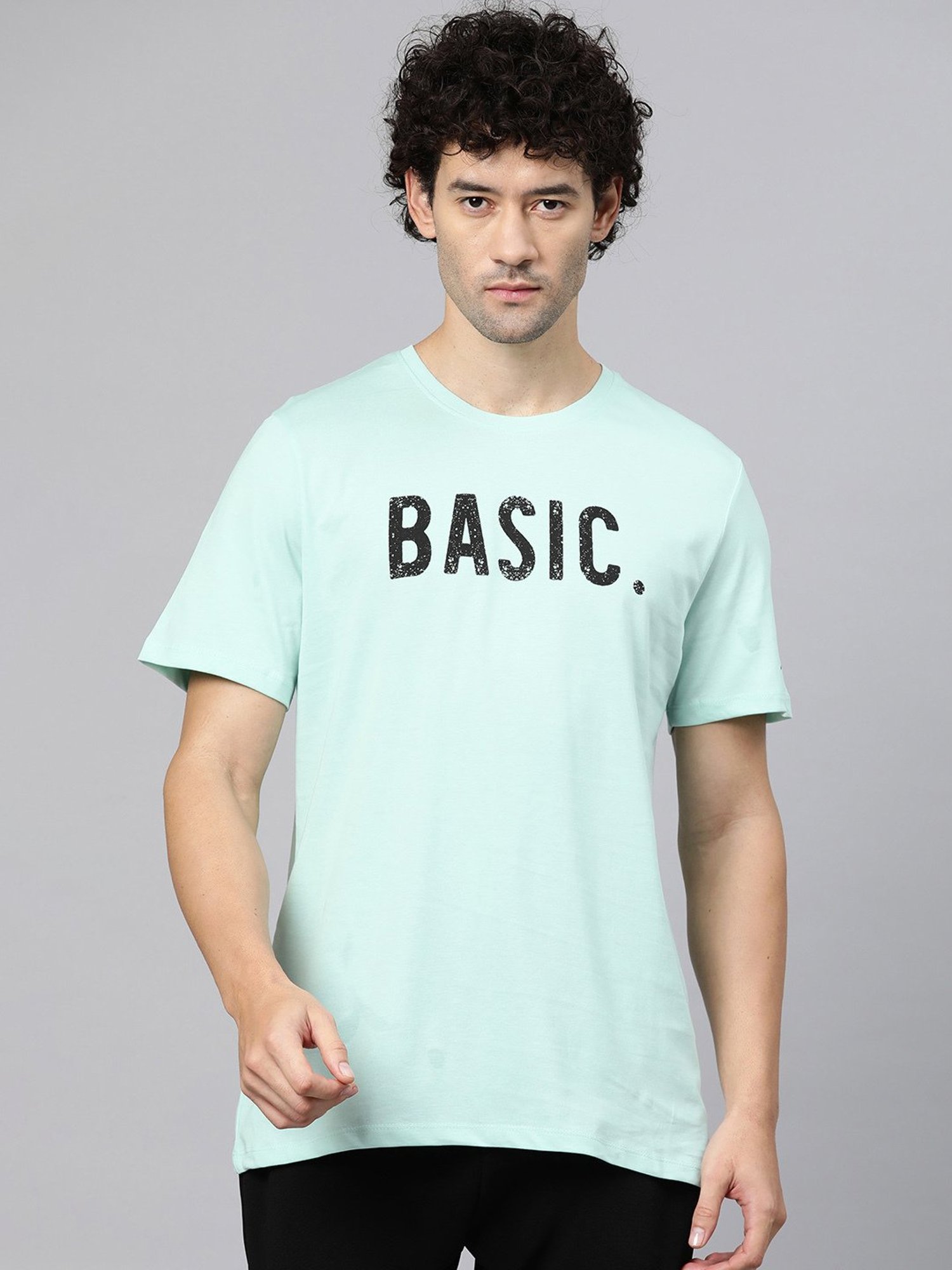 ALCIS Sea Green Anti Static Regular Fit Printed Sports T-Shirt