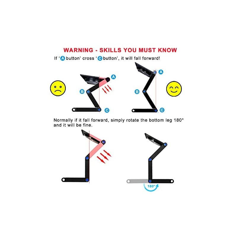 Aluminum Laptop Stand Adjustable with Cooling Fan and Mouse Pad Reinforced Ergonomic Lap Desk Foldable Portable Computer Table for Bed Sofa Couch Office Extra Wide Tray 19 Black