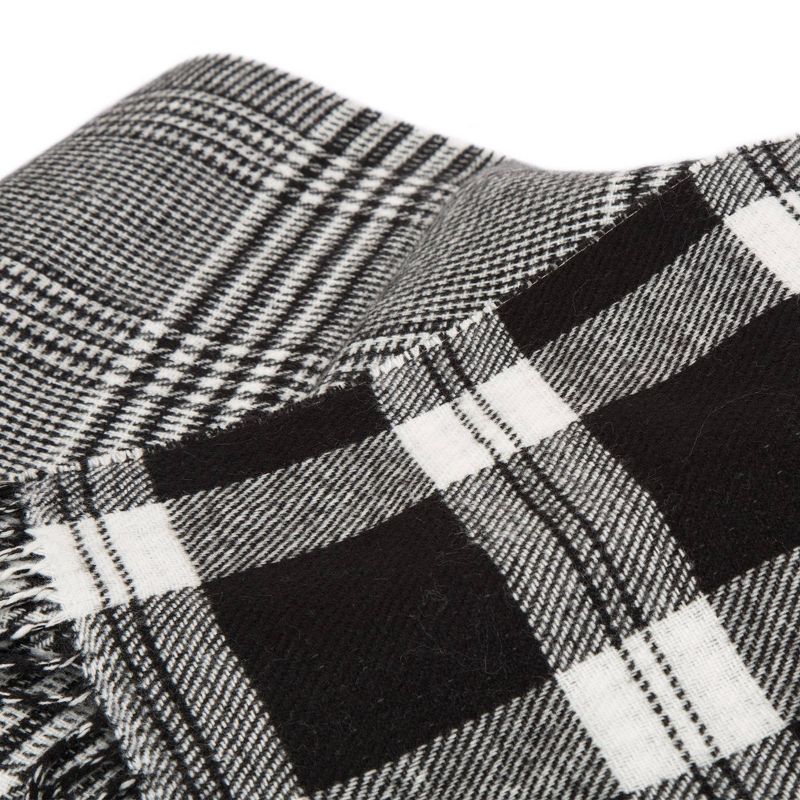 60" x 50" Acrylic Reversible Plaid Woven Throw Blanket Black and White - Glitzhome