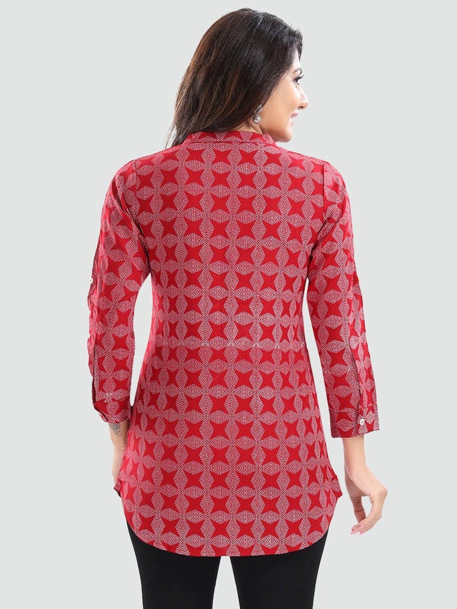 Saree Swarg Red Printed Tunic