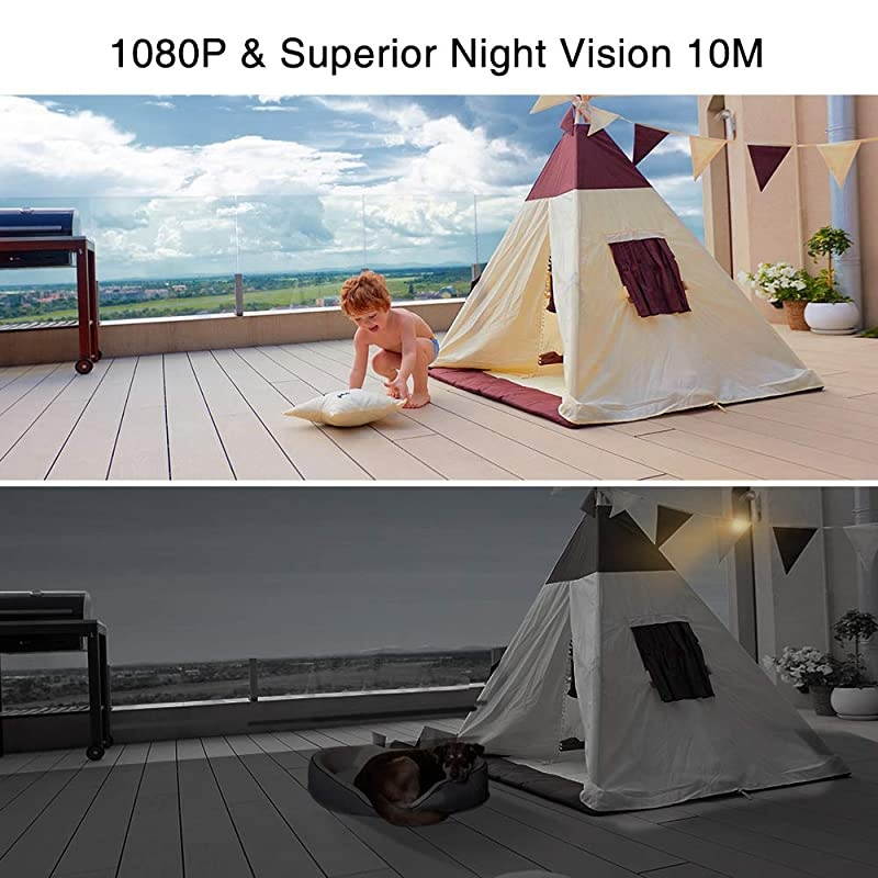 Wireless Outdoor Security Camera, WiFi Solar and Rechargeable Battery Indoor Home Security Camera, Alexa/Google Home, 1080P, Night Vision, 2-Way Audio, Motion Detect, IP65 Waterproof, Cloud/SD