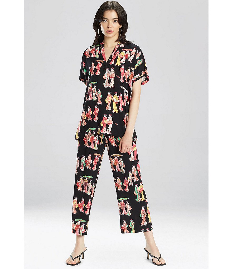 Natori Geisha Printed Challis Coordinating Pajama Set