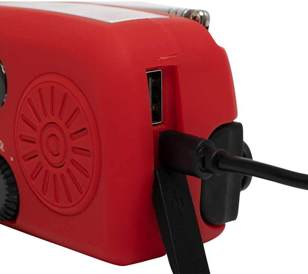 NOAA Weather Radio Solar Emergency Hand Crank Self Powered AM/FM/NOAA Solar Radios with 3 LED Flashlight 1000mAh Smart Phone Charger Power Bank(Red)