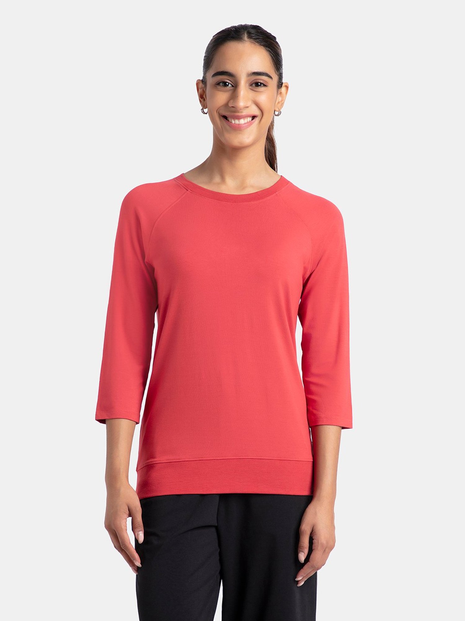 Jockey AW14 Women's Super Combed Cotton Viscose Regular Fit Solid Three Quarter Sleeve T-Shirt