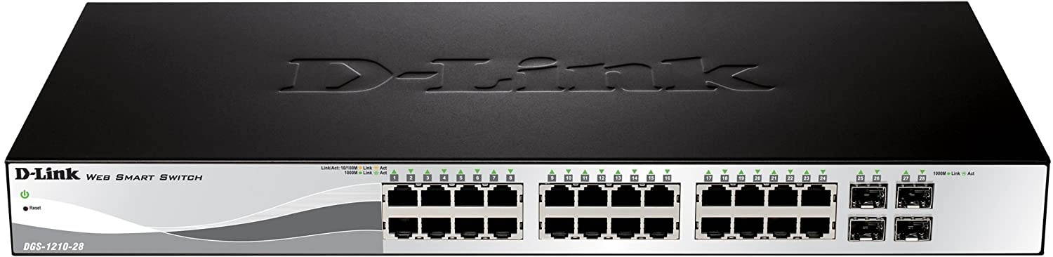 D-Link DGS-1210-28 WebSmart Ethernet Switch - 24 Ports - Manageable - 4 x Expansion Slots - 10/100/1000Base-T - 4 x SFP Slots - 2 Layer Supported - 1U High - Desktop, Rack-mountable