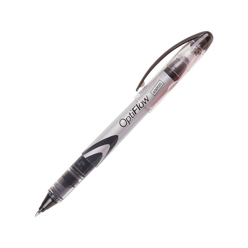 Staples OptiFlow Rollerball Pens Fine Point Black Dozen (11529) 