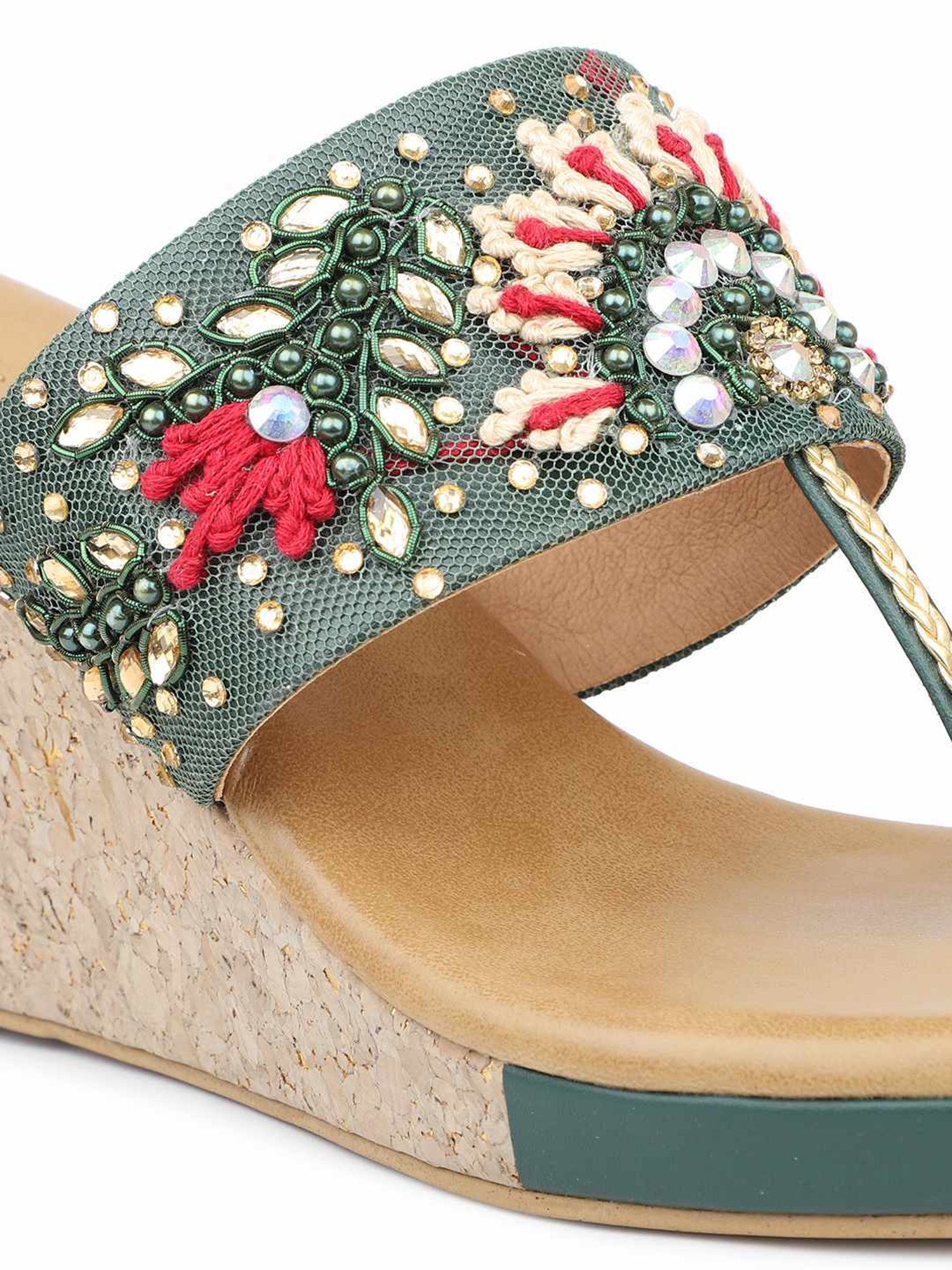 Inc.5 Women's Green Toe Ring Wedges