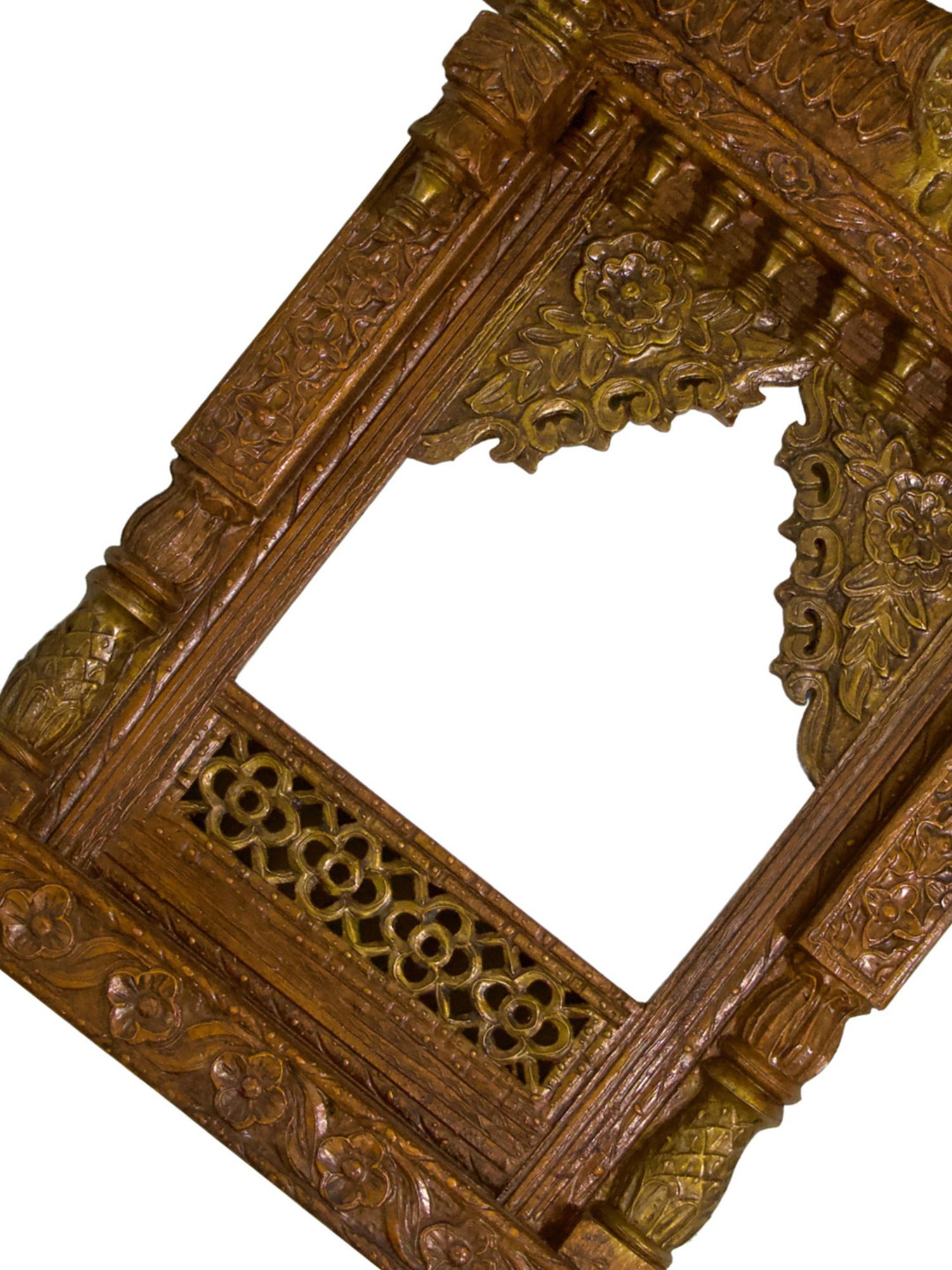 Ambi Hand Crafted Wooden Jharoka Wall Decor With A Falcon Top