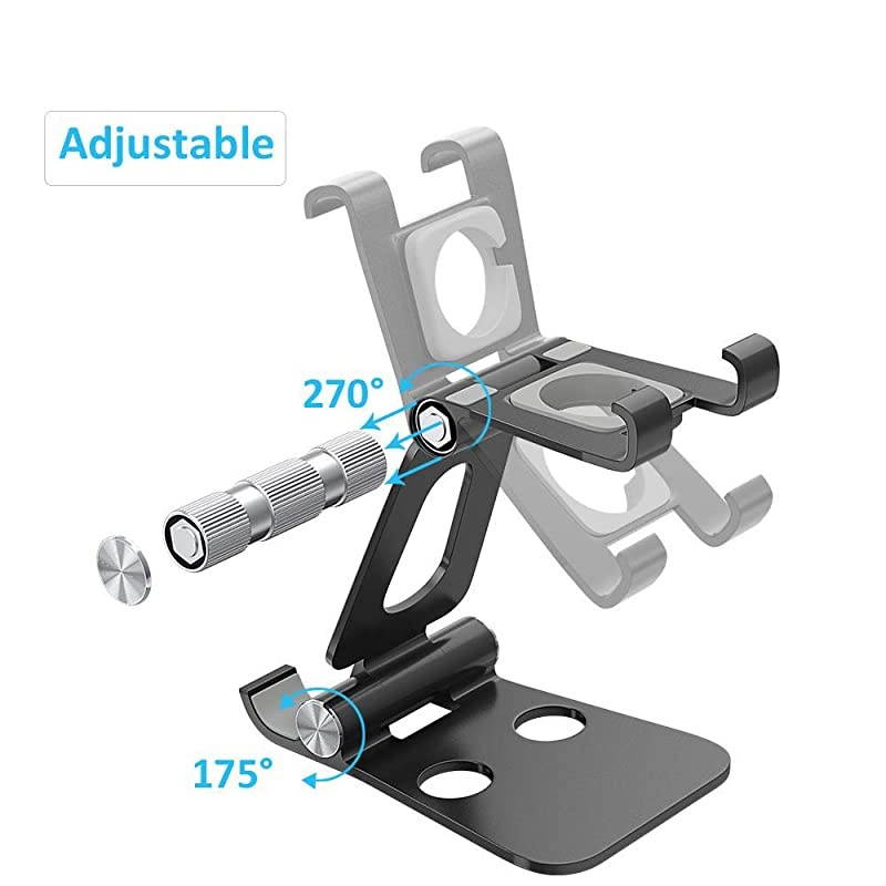 Tablet Stand Double Foldable Phone Stand Tablet Holder Iwatch Cradle Desktop Stands Compatible with Phone 11 Pro Xs Xs Max Xr X 8 7 6 6s Plus iPad Tablets 710quot Black