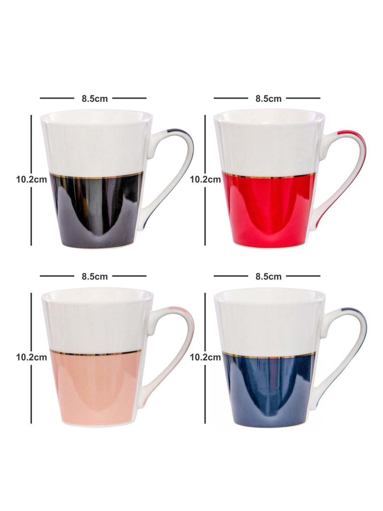 White Gold Multicolor Porcelain Coffee Mug (0.31 L) - Set of 4
