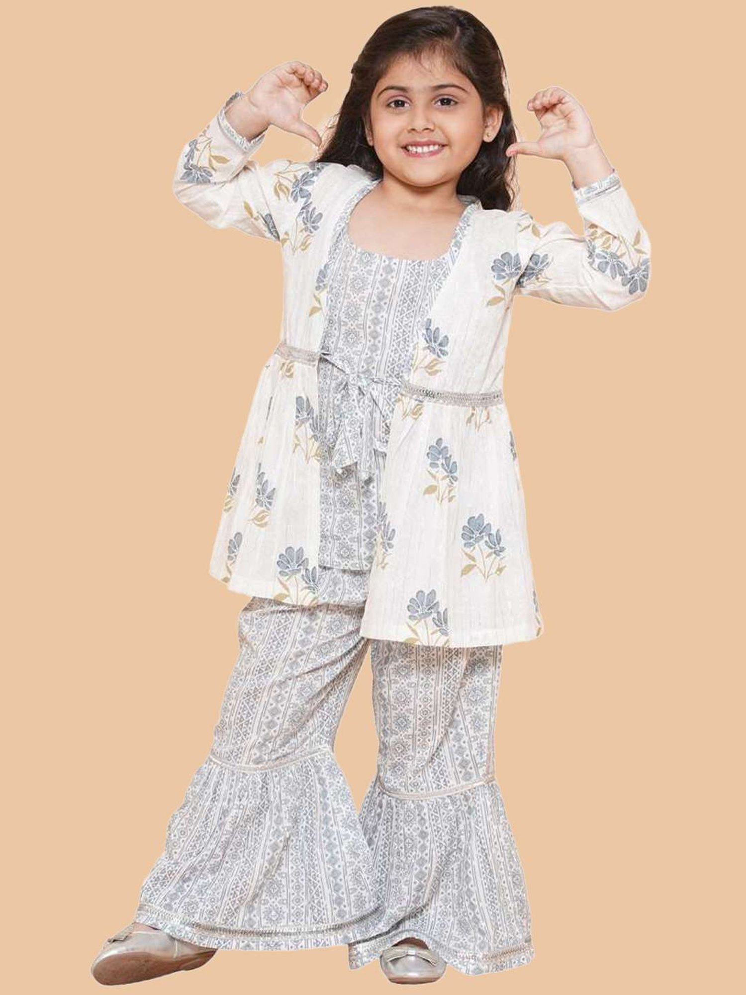 Many Frocks Kids Blue Embellished Top with Plazzos