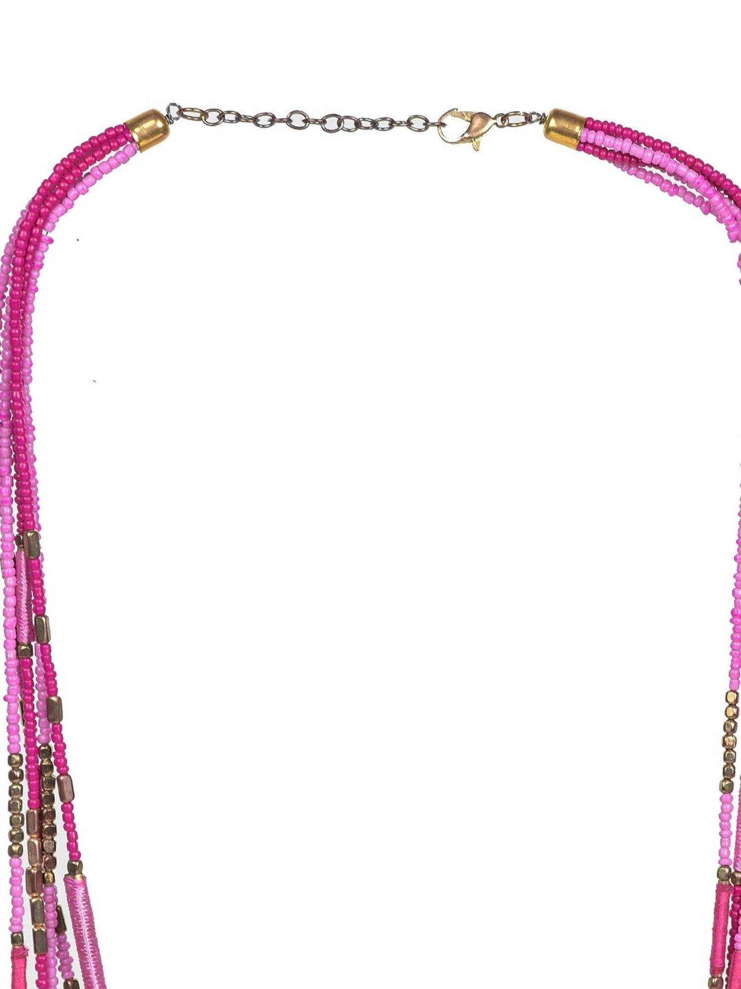Imli Street Pink Long Beaded Handcrafted Necklace