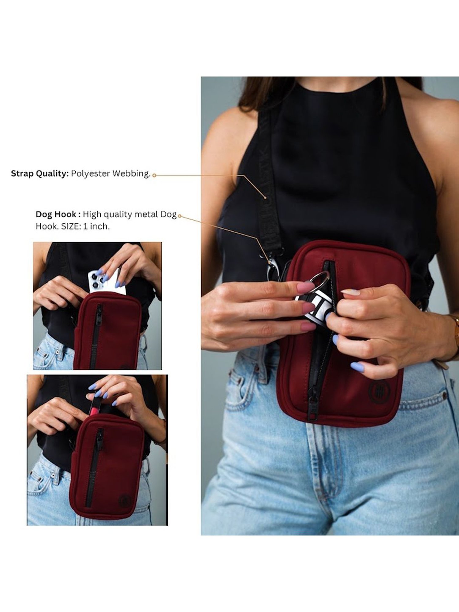 THE HOLISTIK Jumper Maroon Solid Medium Cross Body Bag