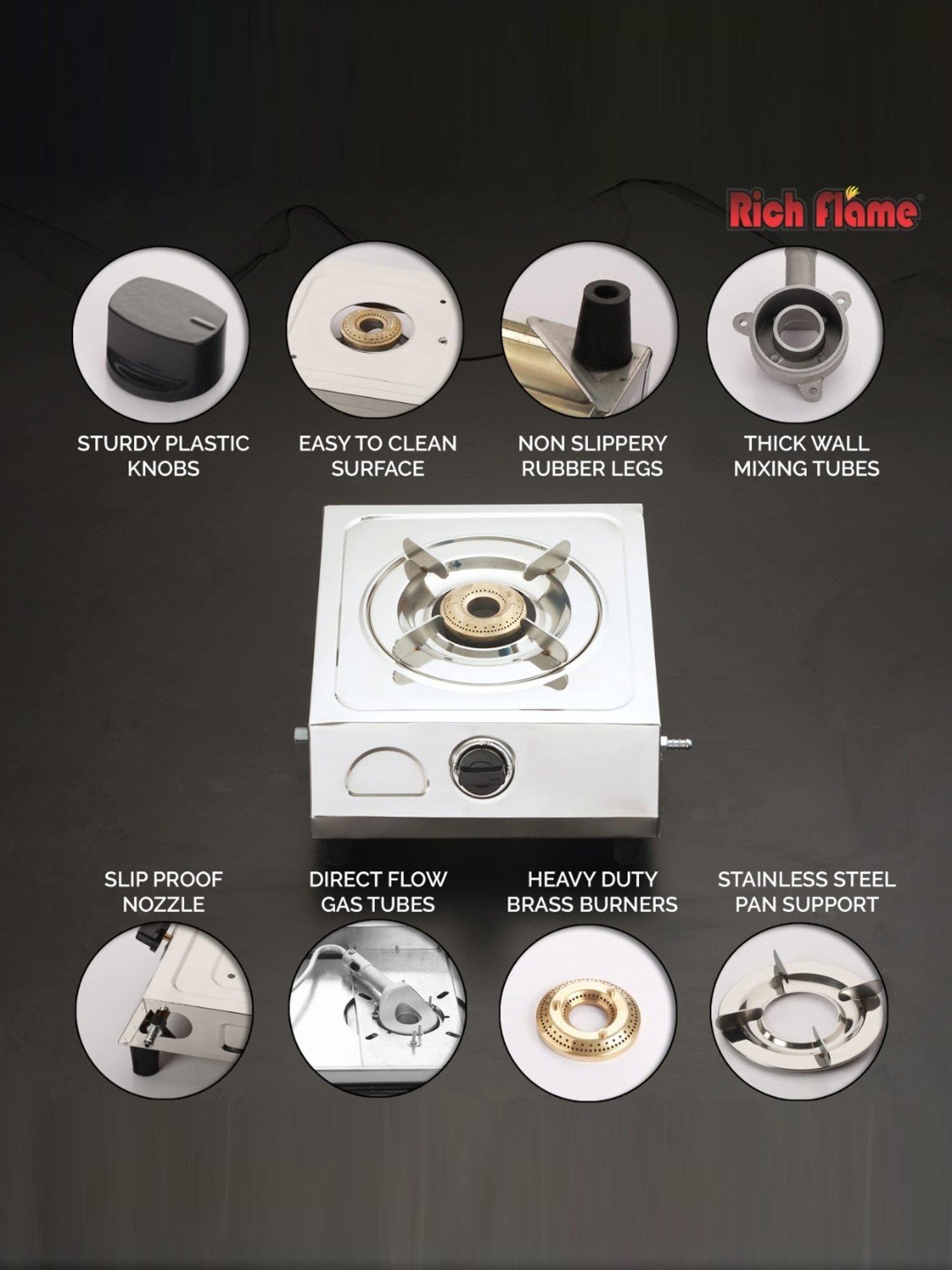 Range Kleen 4pc Porcelain Drip Pan Set Black