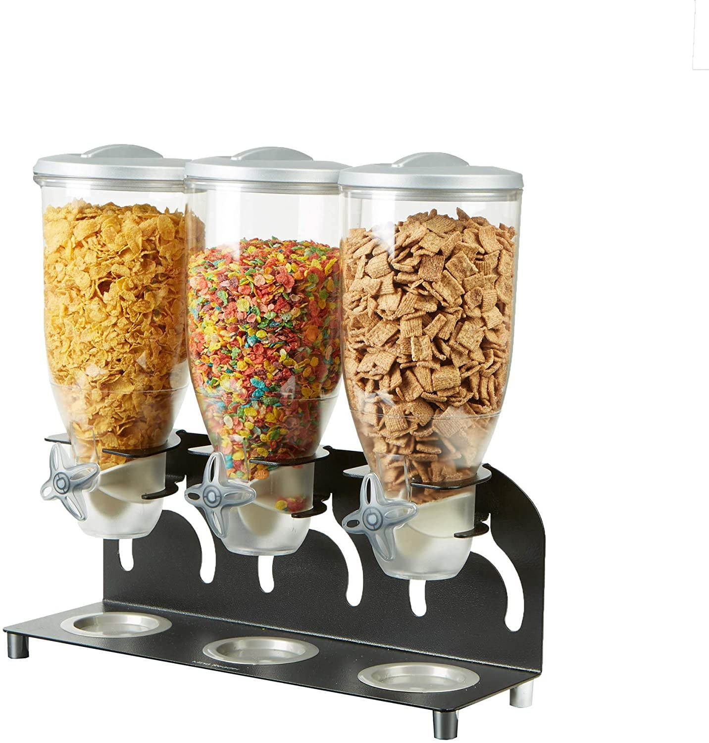 Mind Reader KELL300-BLK Metal Triple Cereal Dispenser, Black