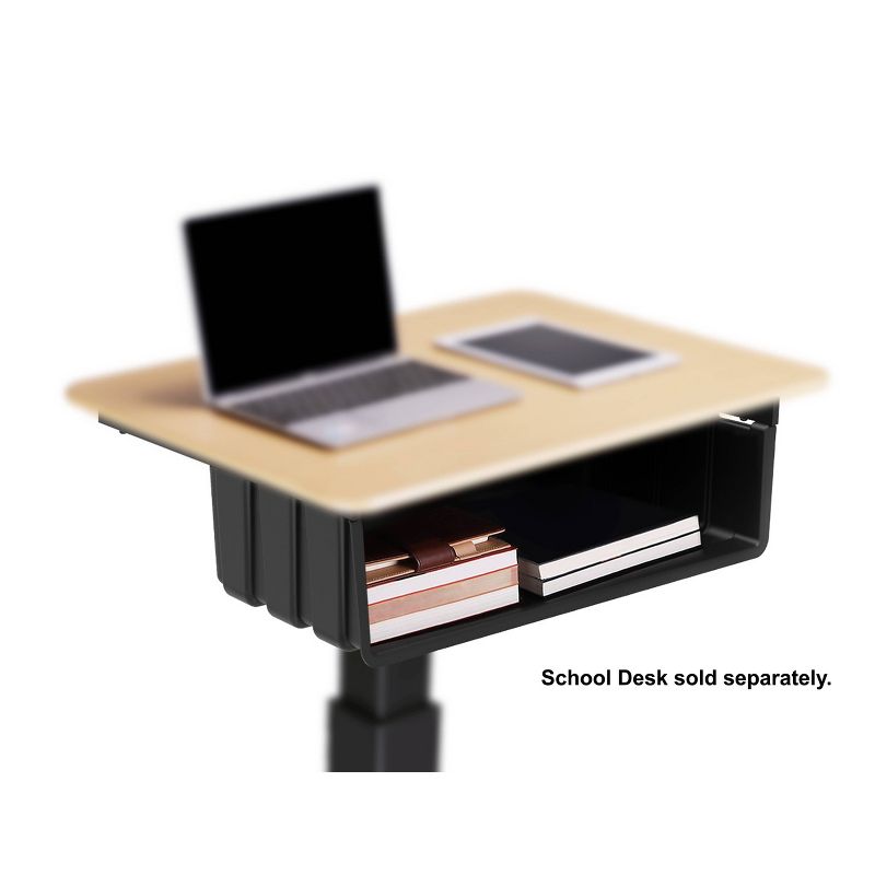 28" Height Adjustable Mobile School Standing Desk Book Box Black - Rocelco