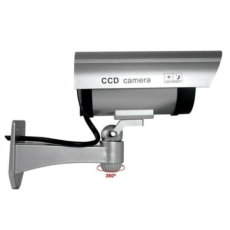 Waterproof Rotation Dummy Security CCTV Surveillance Camera Imitation Fake Cam Red IR Light Outdoor Silver the U.S.A