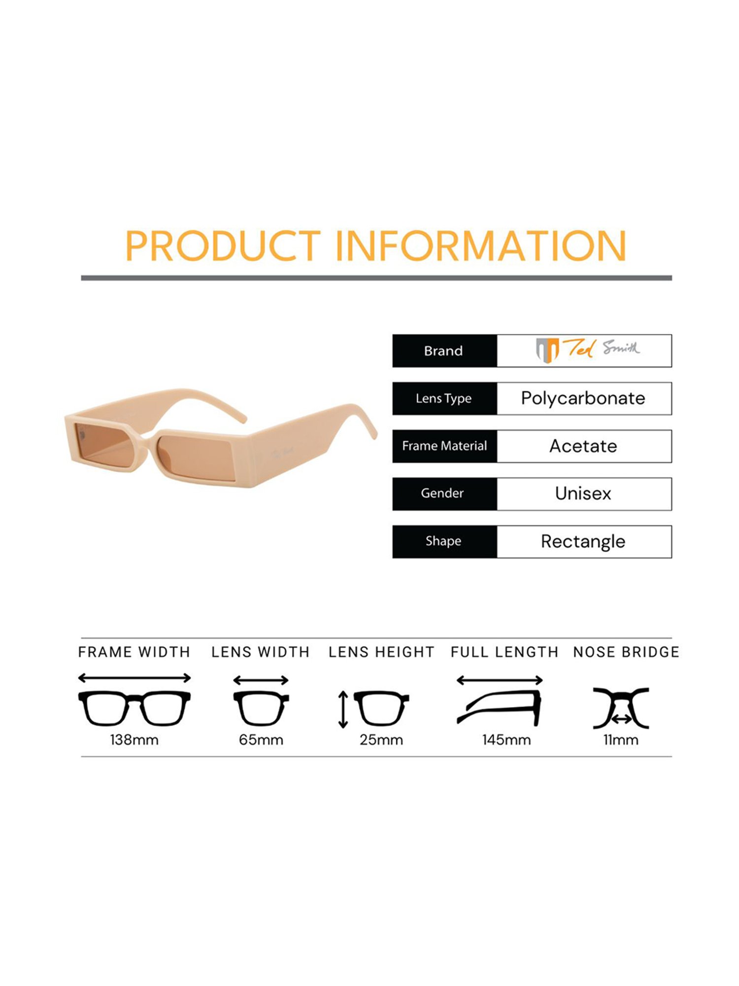 Ted Smith Brown Square UV Protection Unisex Sunglasses