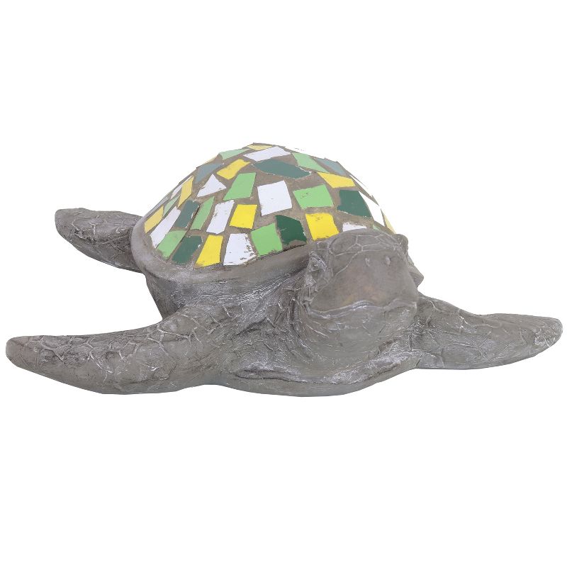 Sunnydaze 17" Simon the Swift Mosaic Polystone Sea Turtle Indoor/Outdoor Garden Decor Statue