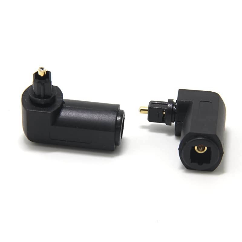 Toslink Digital Optical Audio Cable Adapter Male to Female Right Angle 90 Degree Pack of 10