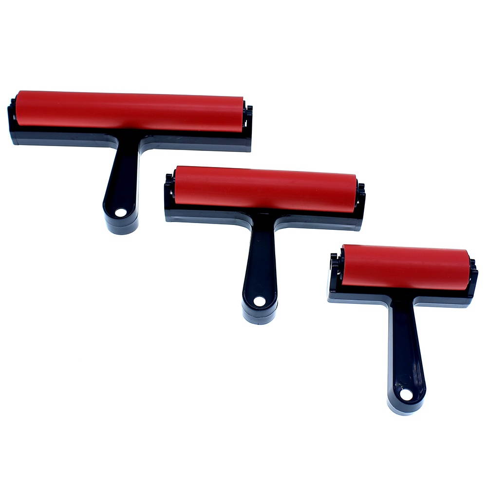 Artist Rubber Roller Brayer Handle Ink Painting Brush Scrapbooks Wallpapers Drawing Graffiti Brushes (Red Length 10cm)