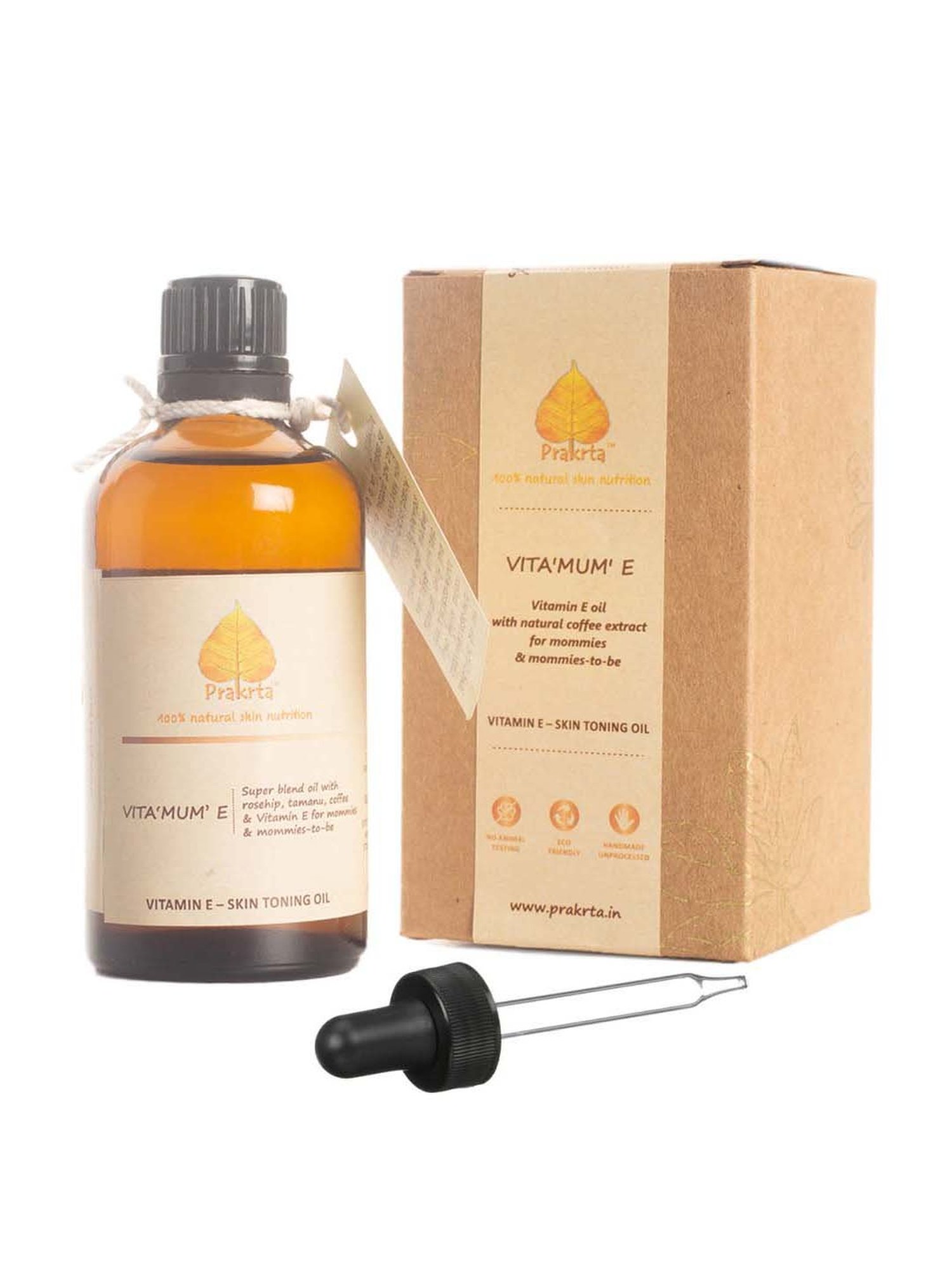 Prakrta Vita 'MUM' E Toning Oil with Vitamin E & Natural Coffee Extract for Stretchmarks - 100 ml