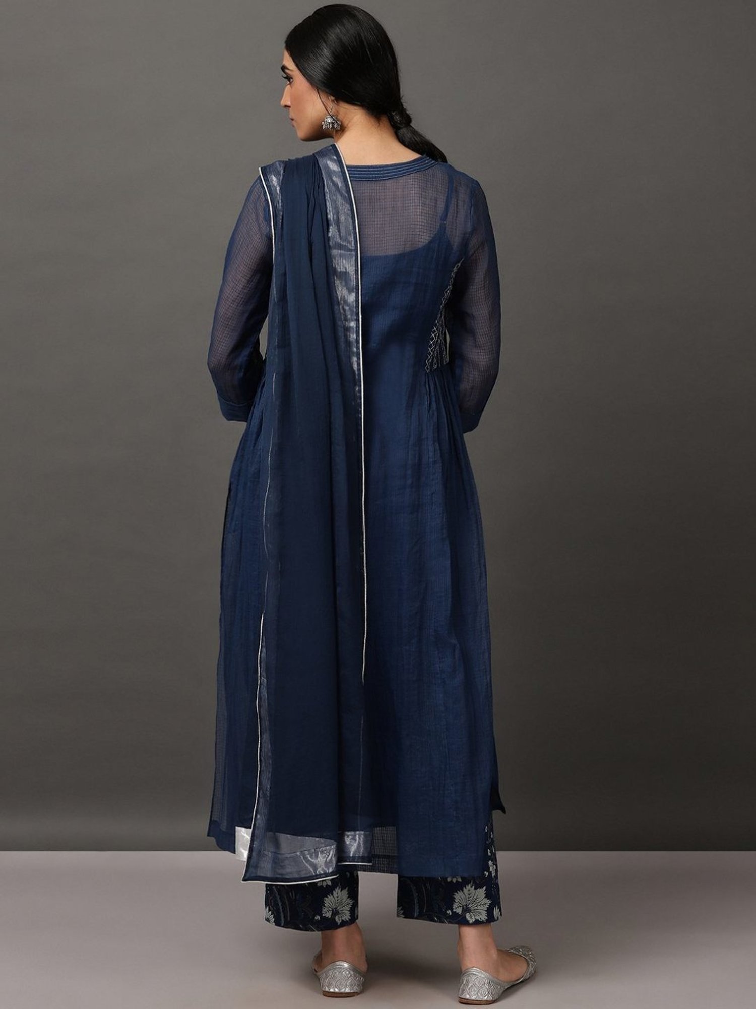 Nuhh Blue Kalidaar Kurta with Cotton Cami & Pants