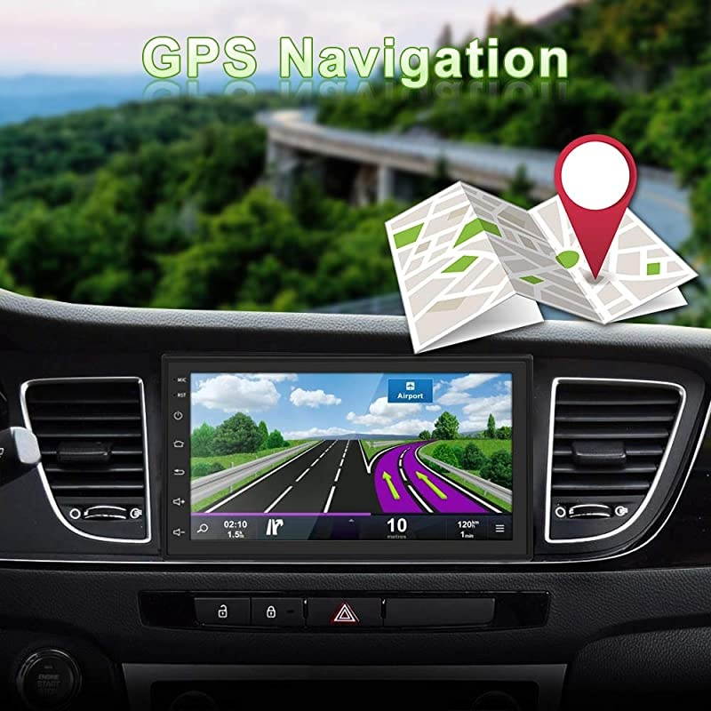 Double Din Car Radio GPS Navigation Android 2G+16G Headunit 7quot HD Touch Screen Car Stereo Support Dual USB AUX in Bluetooth WiFi FM Radio AndroidiOS Mirror Link with Rear Camera