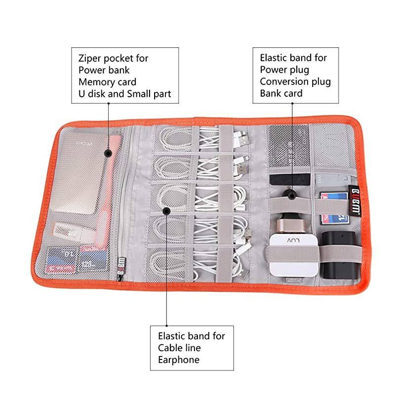 Travel Organizer  Cable BagUSB Drive Shuttle CaseElectronics Accessory OrganizerGrey