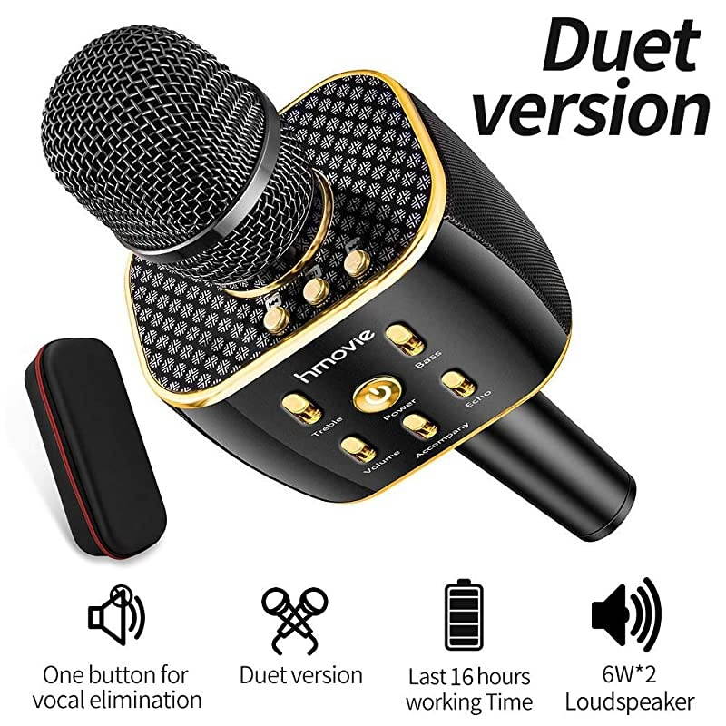 Dual Sing Duet Version Wireless Bluetooth Karaoke Microphone Portable Handheld Karaoke Speaker Machine Christmas Birthday Home Party for AndroidiPhonePC or All Smartphone