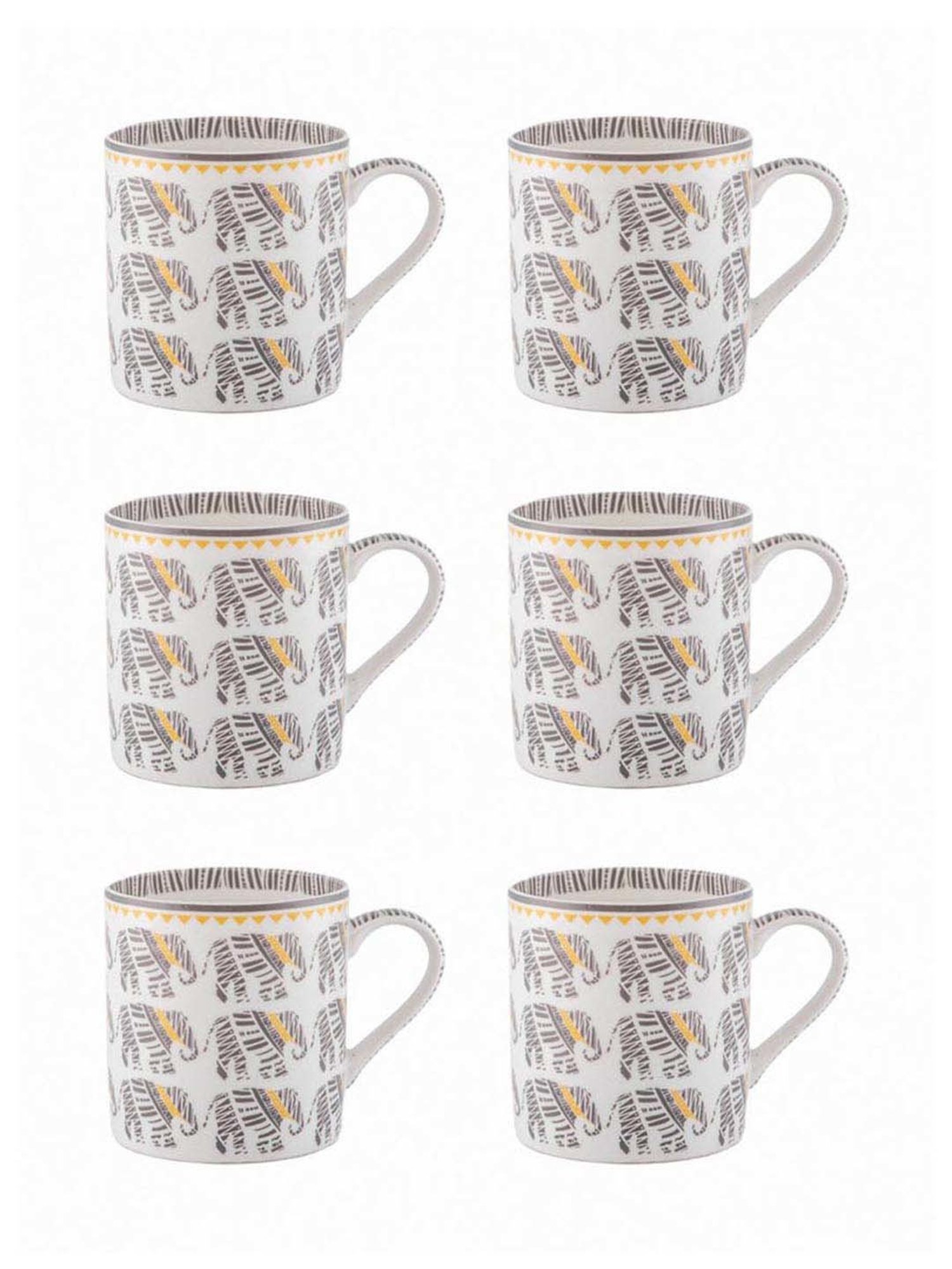 Goodhomes Grey Bone China Coffee Mugs (220 ml) - Set of 6