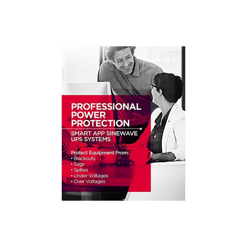 PR1000LCD Smart App Sinewave UPS System, 1000VA/1000W, 8 Outlets, Avr, Mini-Tower , Black