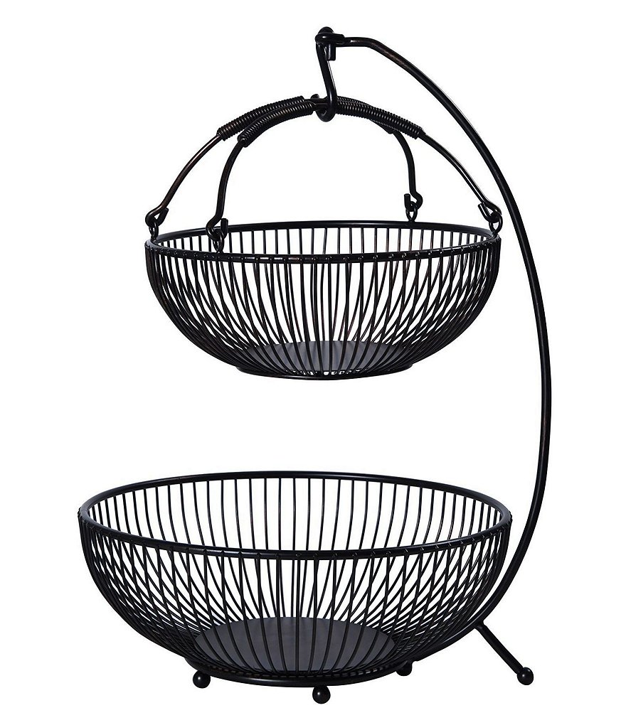 Gourmet Basics by Mikasa Spindle 2-Tier Fruit Basket with Banana Hook