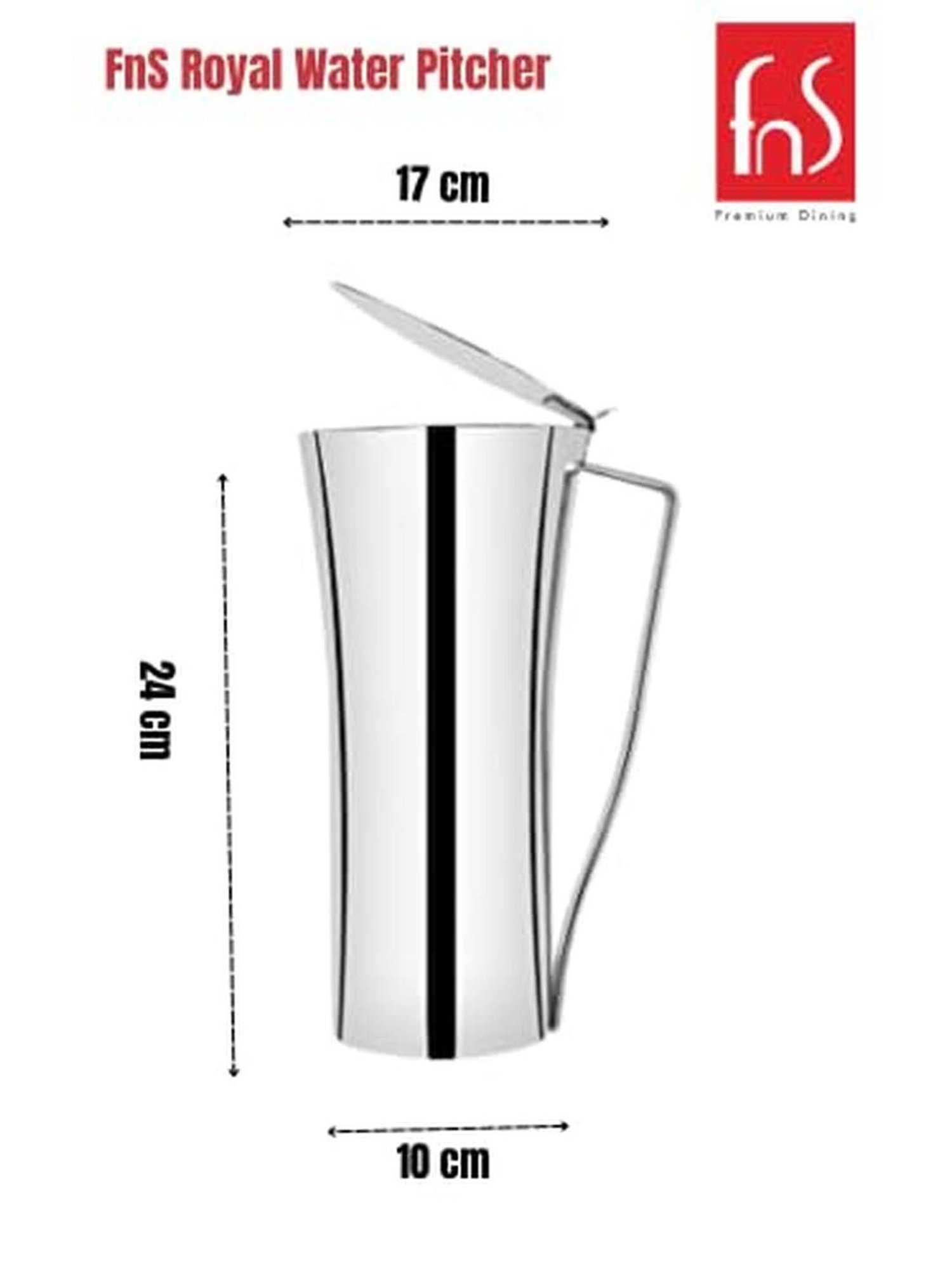 FnS Royal Silver Stainless Steel Pitcher (1.25 L)