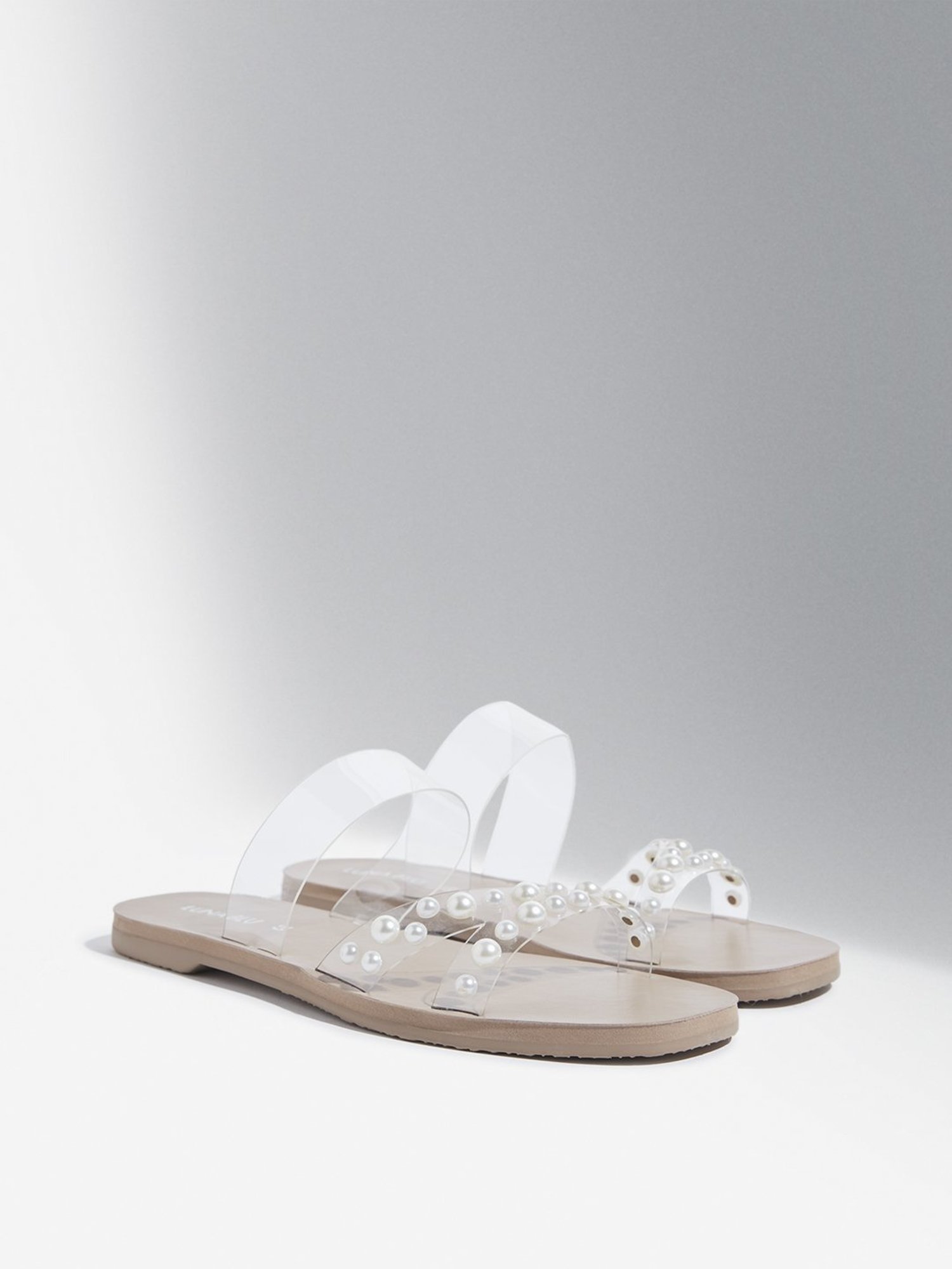 LUNA BLU by Westside Taupe Pearlescent Slides