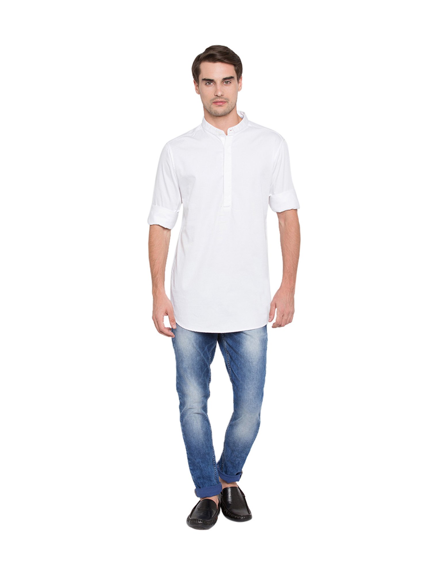 Spykar White Slim Fit Kurta