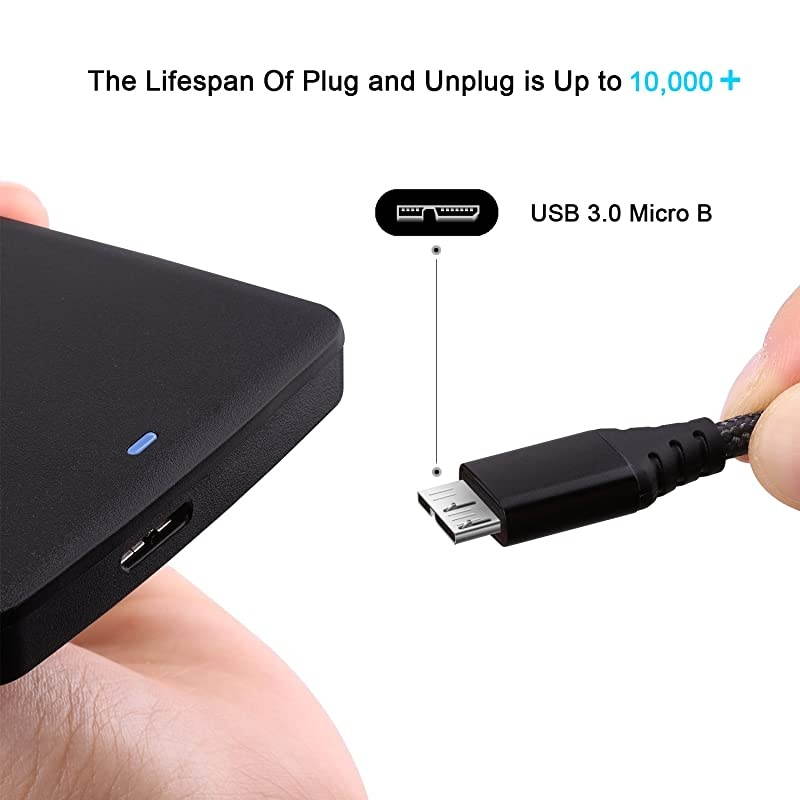 USB C to Micro 30 Cord 1Pack  Nylon Braided Metal Connector Type C 30 to Micro B Cable1ft Fast Charging Syncing Compatible with Toshiba Canvio Galaxy S5 Note 3 and More 1ft Black