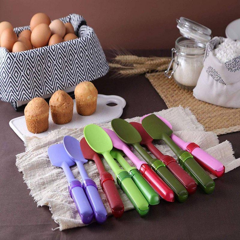 Cookduo Mix & Measure Spatula - Red Silicone Spatula with Adjustable Measuring Spoon FDA