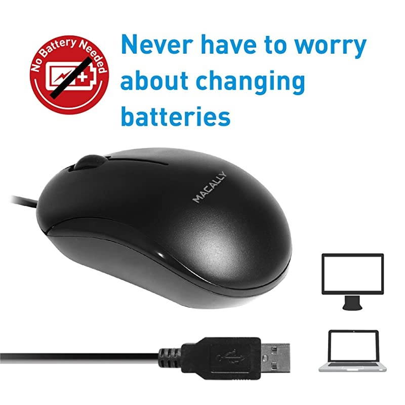 USB Wired Computer Mouse Simple 3 Button Scroll Wheel Design Ergonomic Easy to Use USB Wired Mouse Compatible with Windows Mac Plug Play USB Mouse for Laptop Desktop Black