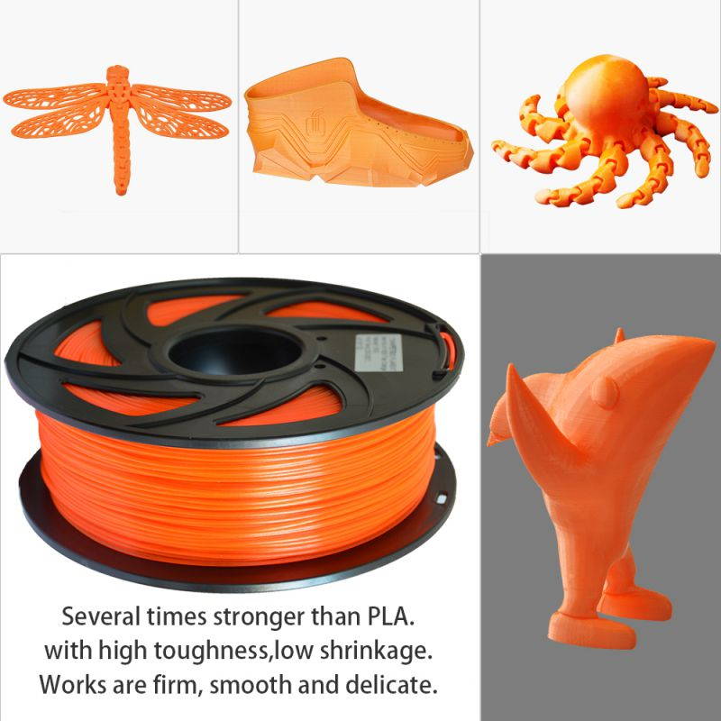 TRONXY 3D flexible orange TPU filament 1.75 mm, 2.2 pounds (1KG) Material: TPU, hardness 95A