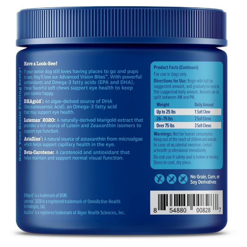 Zesty Paws Advanced Antioxidant Vision Bites for Senior Dogs - 90ct