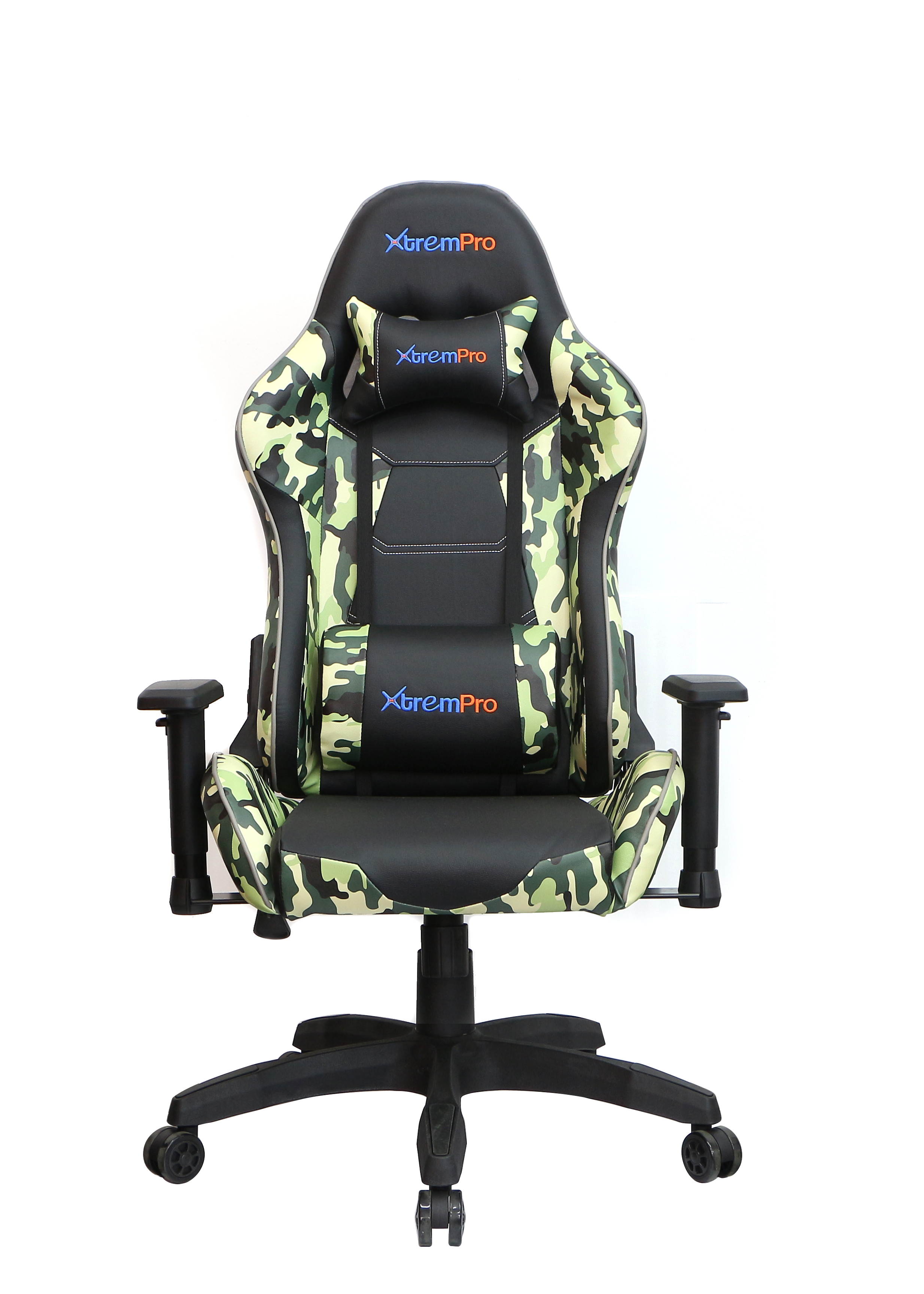 Gaming Chair Camouflage Camo Print Neck and Lumbar Support Adjust 4D Armrest Tilt Lock System Class 4 Gas Lift 360&deg; Casters