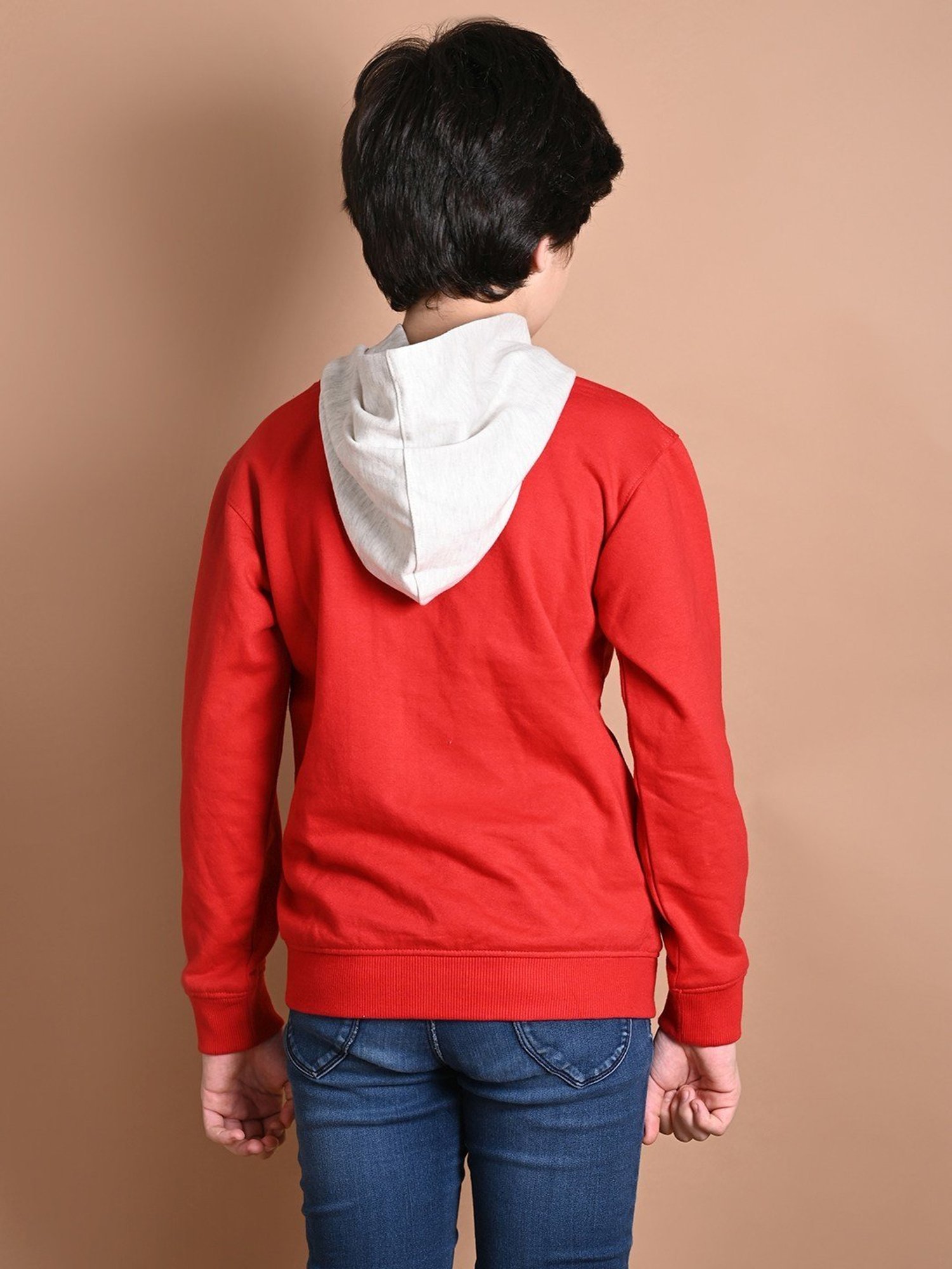 LilPicks Kids Red & Off-White Printed Full Sleeves Sweatshirt