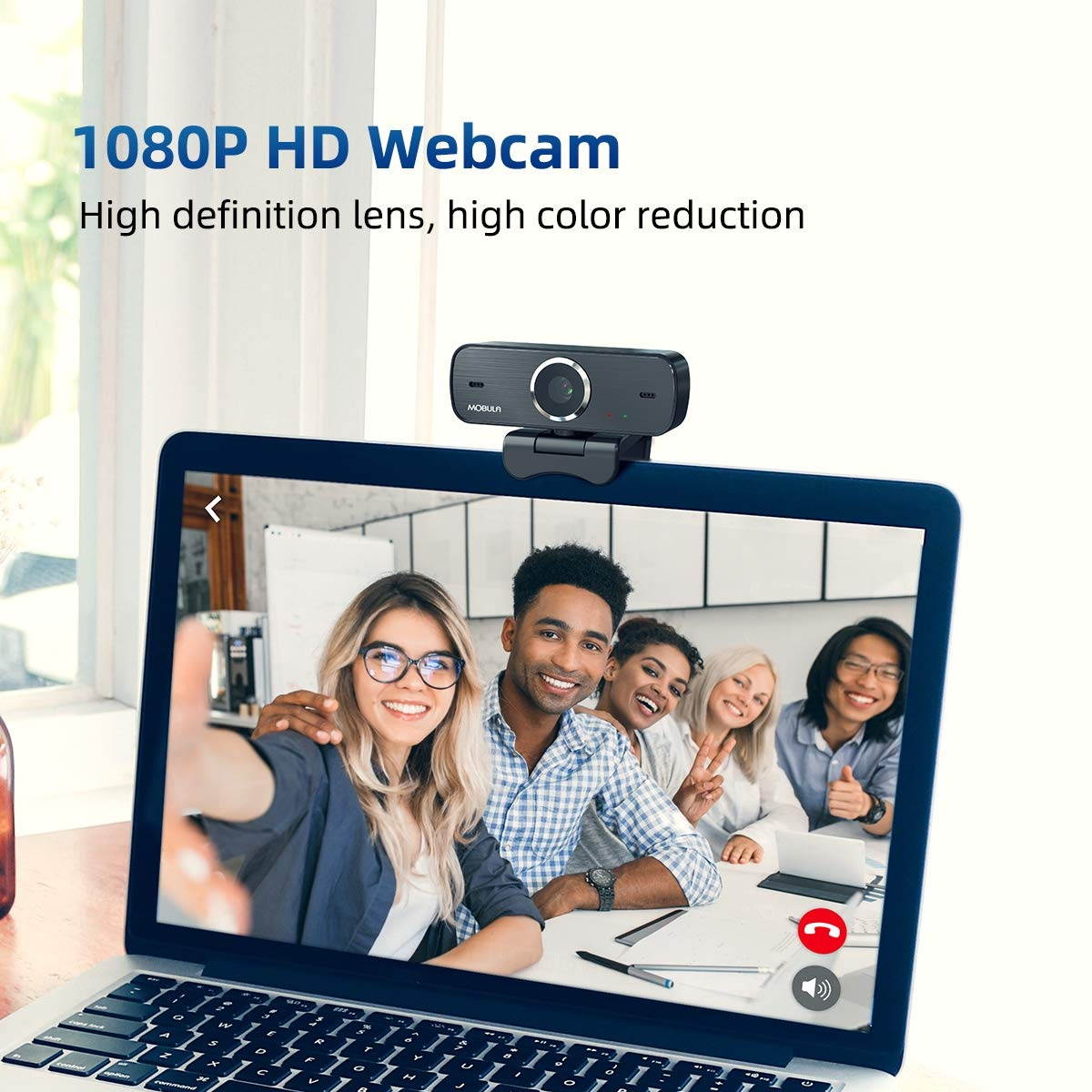 1080P Webcam with Dual Microphone, HD USB Web Camera, 30fps Streaming Computer Camera for Conference,Online Class,Gaming,Video Streaming,Calling