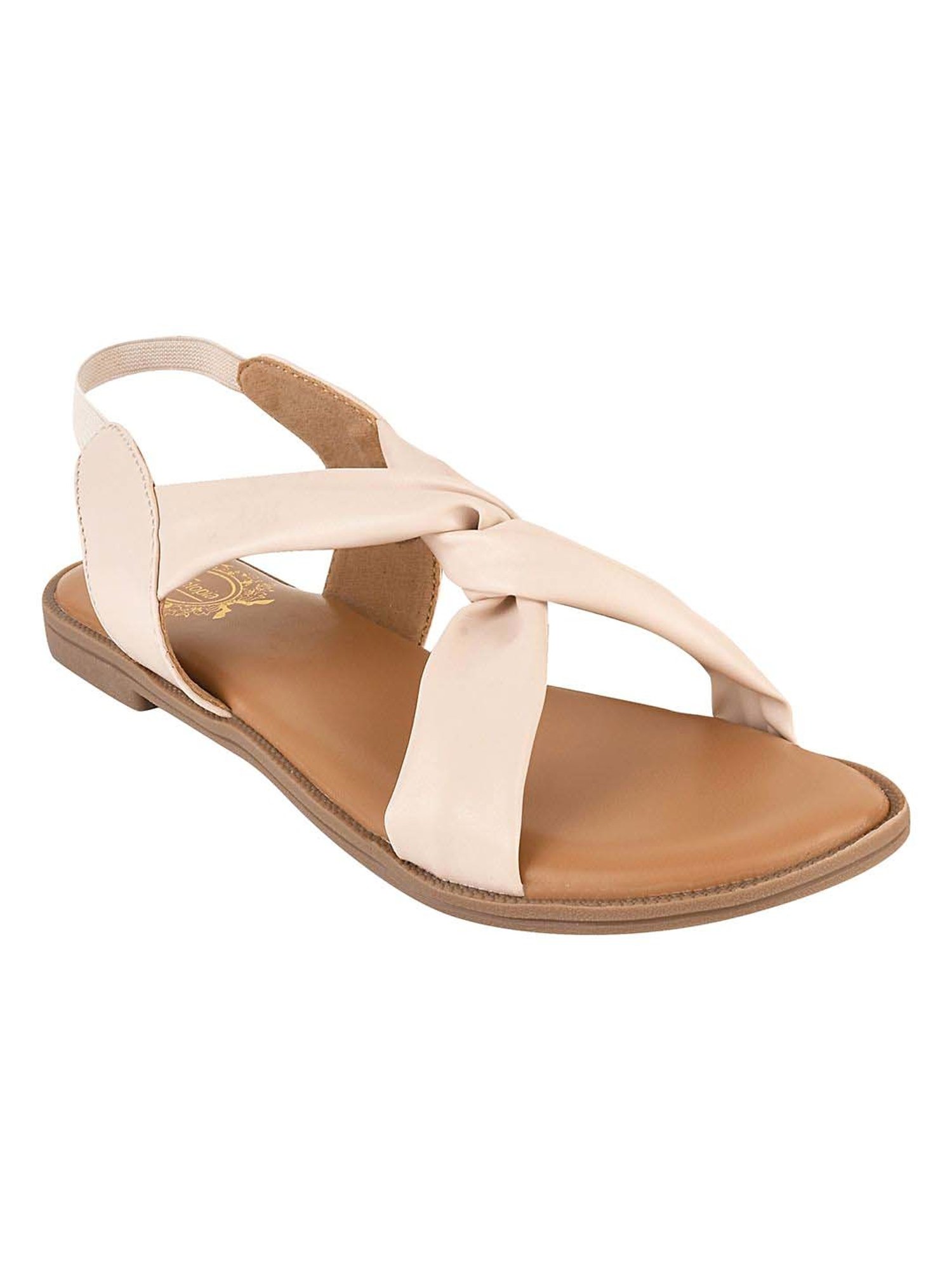 Shoetopia Kids Cream Cross Strap Sandals