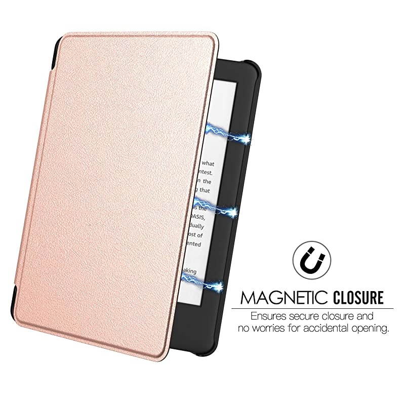 Case Compatible for All-New Kindle (10th Generation, 2019 Release), Premium Thin Lightweight Leather Cover with Auto Wake/Sleep Fits  Kindle, Not Fit Kindle Paperwhite - Rose Gold