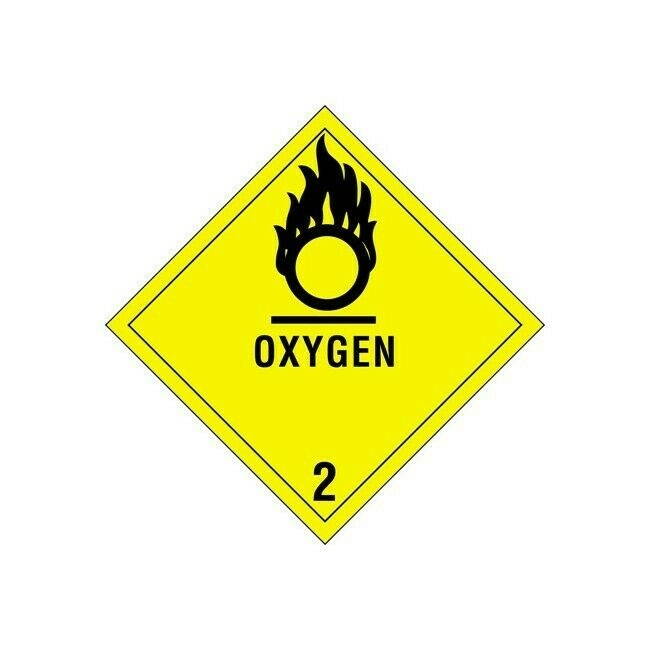 Tape Logic Labels, "Oxygen - 2", 4" x 4", Black/Yellow, 500/Roll