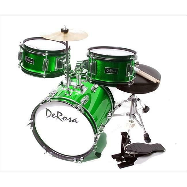 De Rosa DRM312-GR 12 in. Kids Children Drum Set in Green - 3 Piece Set