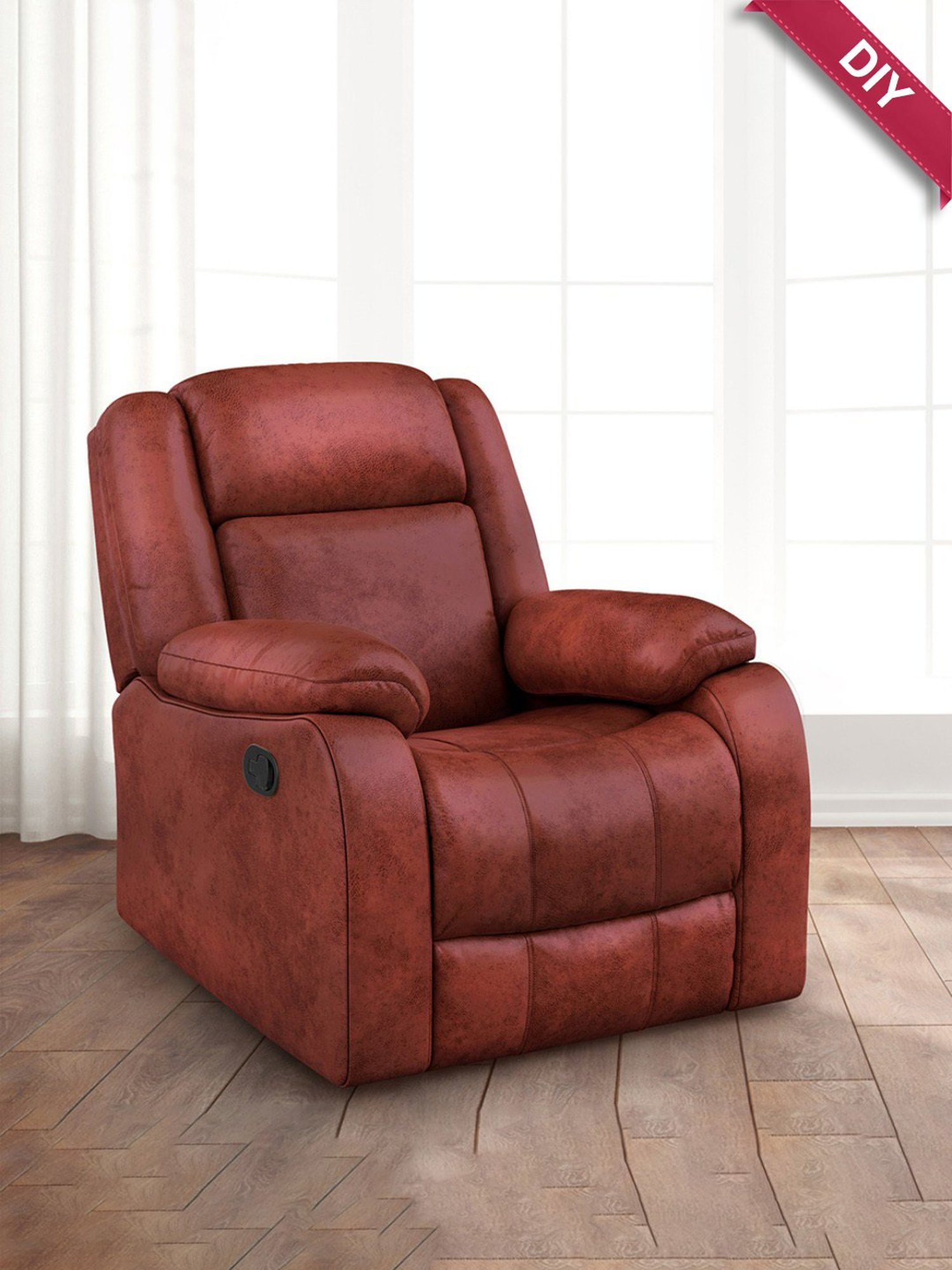 Durian Berry Black Premium Leatherette 2 Seater Sofa